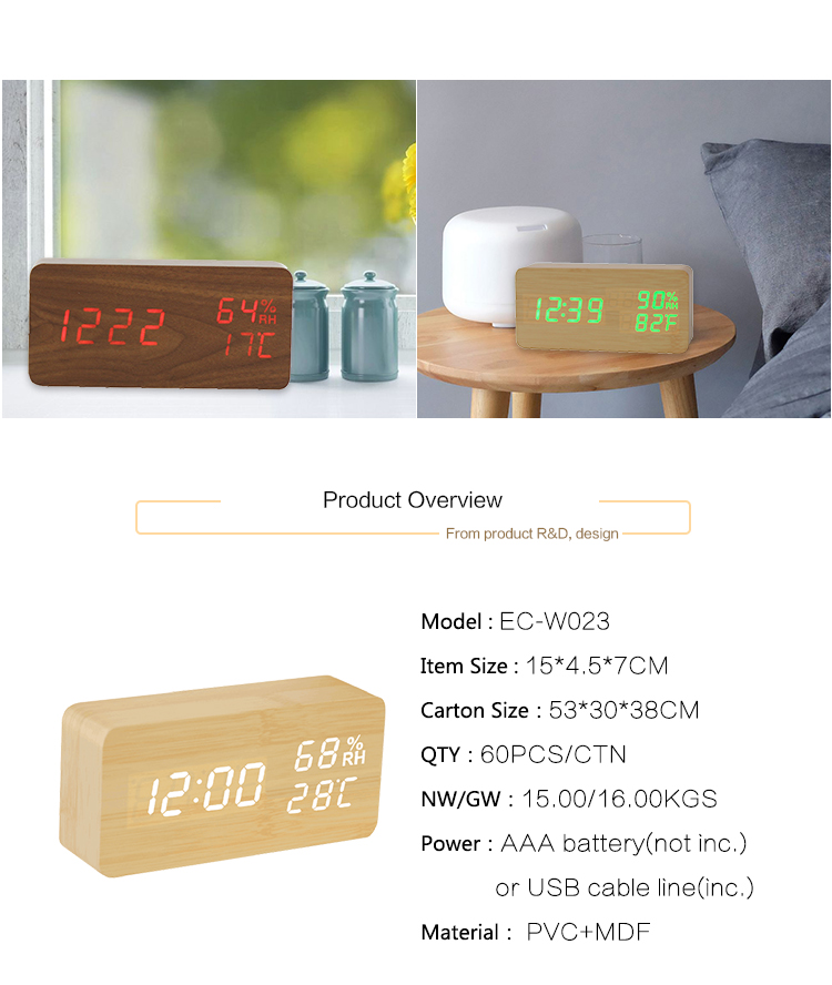 alarm clock with temperature and humidity