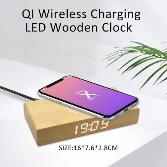 creative table alarm clock with phone wireless charger