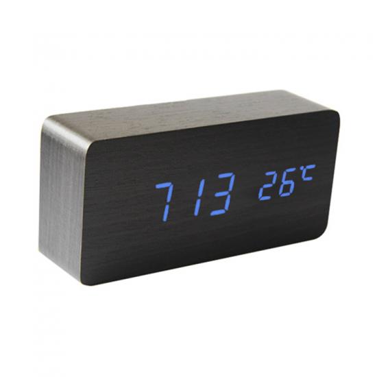 digital wooden alarm clock luminous voice control table clock