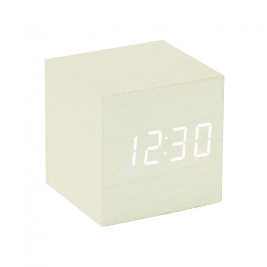 mini digital wooden alarm clock luminous voice control table clock