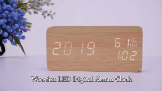 湿度ec-w023の木製デジタル目覚まし時計